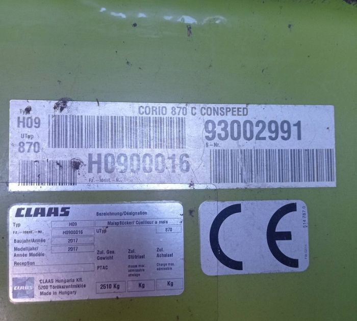 Жниварка для кукурудзи CLAAS Corio 870 C (2017 р.)